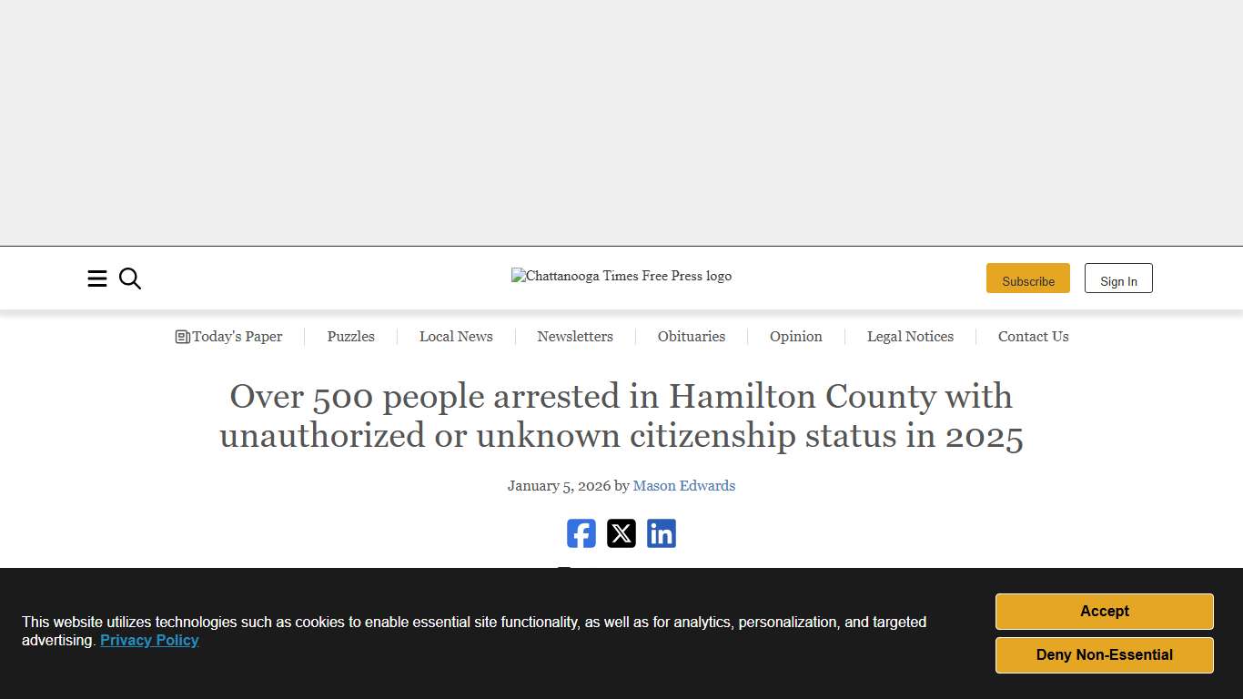 Over 500 people arrested in Hamilton County with unauthorized or unknown citizenship status in 2025 Chattanooga Times Free Press